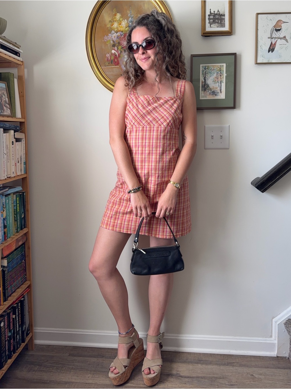 California Concepts Vintage 90s Pink Plaid Mini Dress